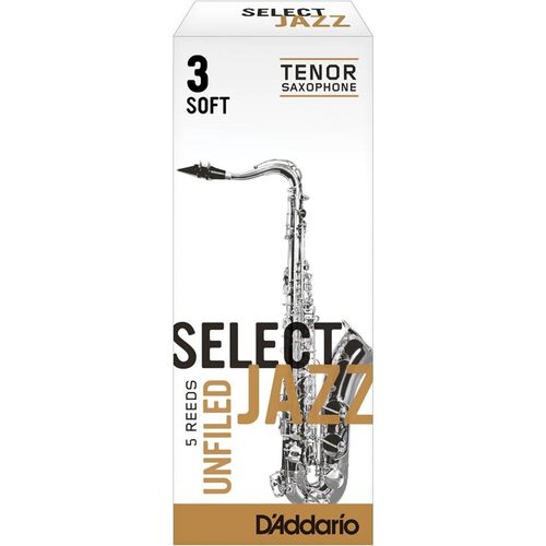Palheta 3 Soft "Select Jazz Unfiled - D'Addario", Sax Tenor, unid.