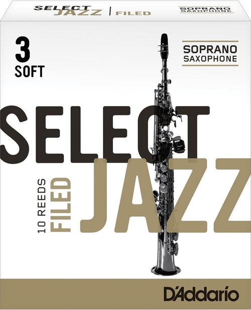 Palheta 3 Soft "Select Jazz Filed- D'Addario", Sax Soprano, unid.