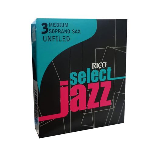 Palheta 3 Medium "Select Jazz Unfiled - "RICO", Sax Soprano, unid.