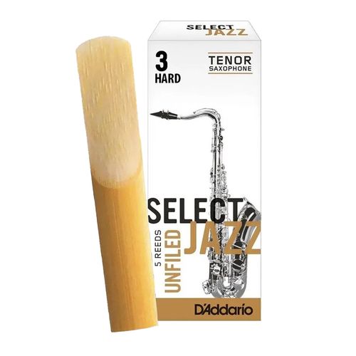 Palheta 3 Hard "Select Jazz Unfiled - D'Addario", Sax Tenor, unid.