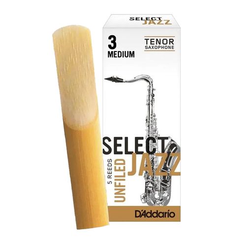 Palheta 3 Medium "Select Jazz Unfiled - D'Addario", Sax Tenor, unid.