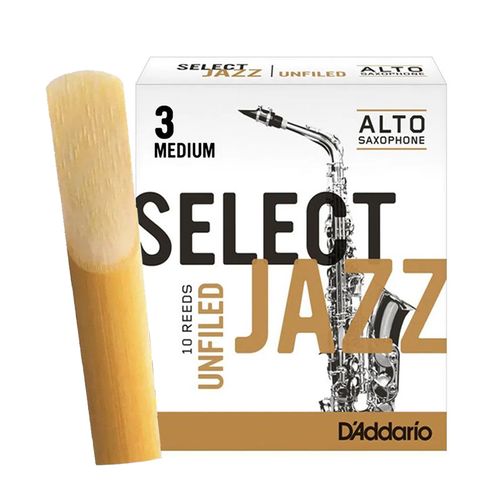 Palheta 3 Medium "Select Jazz Unfiled - D'Addario", Sax Alto, un.