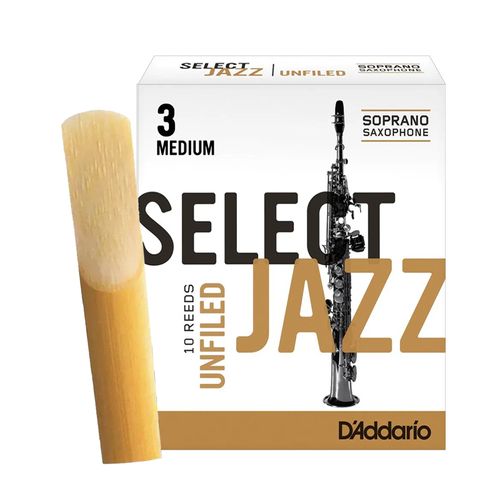 Palheta 3 Medium "Select Jazz Unfiled - D'Addario", Sax Soprano, unid.