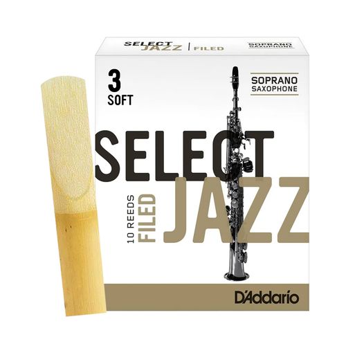 Palheta 3 Soft "Select Jazz Filed - D'Addario", Sax Soprano, un.