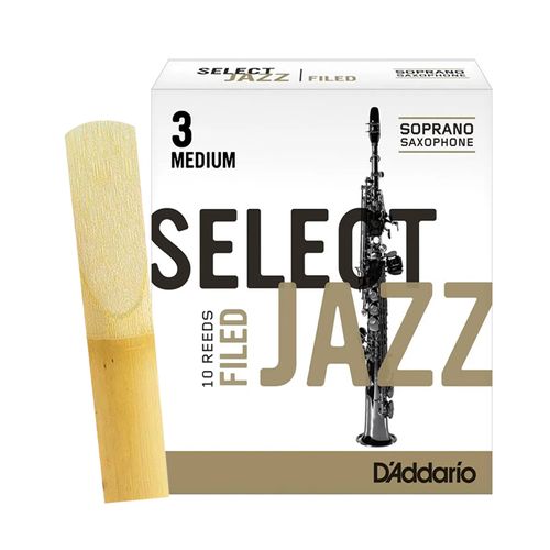 Palheta 3 Medium "Select Jazz Filed - D'Addario", Sax Soprano, un.