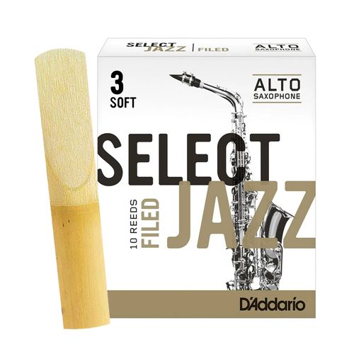 Palheta 3 Soft "Select Jazz Filed - D'Addario", Sax Alto, unid.
