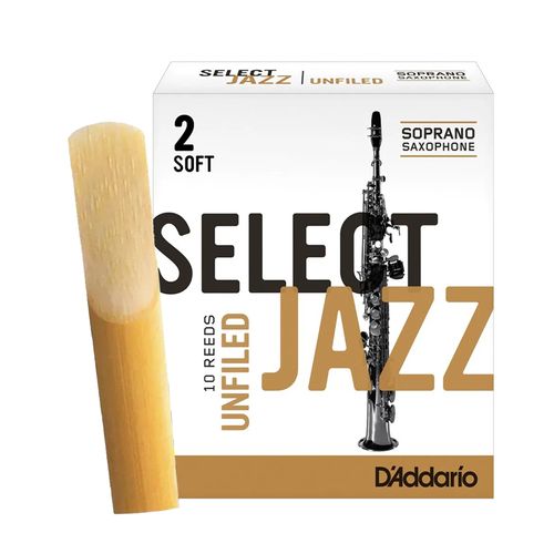 Palheta 2 Soft, "Select Jazz Unfiled - D'Addario", Sax Soprano, unidade