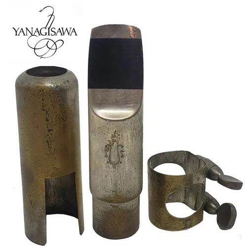 Boquilha Sax Soprano de metal Yanagisawa n.7, com abraçadeira e cobre boquilha de metal - usado