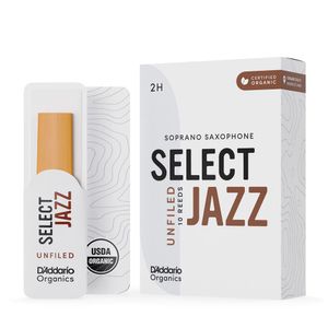 Palheta 2 Hard "Select Jazz Unfiled - D'Addario" Organic, Sax Soprano, un.