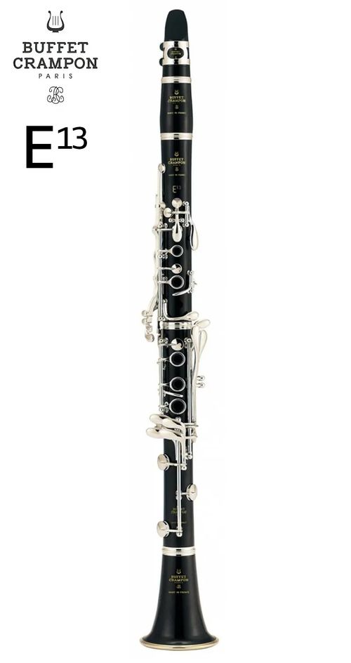 Clarinete em Bb "Buffet Crampon" E13, 17 chaves, mecanismo prateado, com estojo, un.