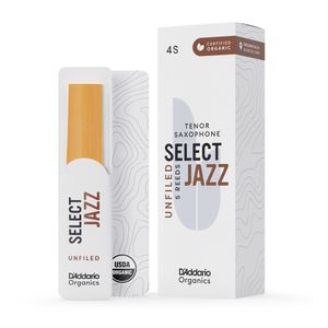 Palheta 4 Soft "Select Jazz Unfiled - D'Addario" Organic, Sax Tenor, un.