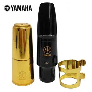 Boquilha Sax Tenor Yamaha 4C Standard com abraçadeira laqueada e cobreboquilha de metal, seminovo.