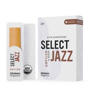 Palheta 2 Hard "Select Jazz Unfiled - D'Addario" Organic, Sax Alto, un.